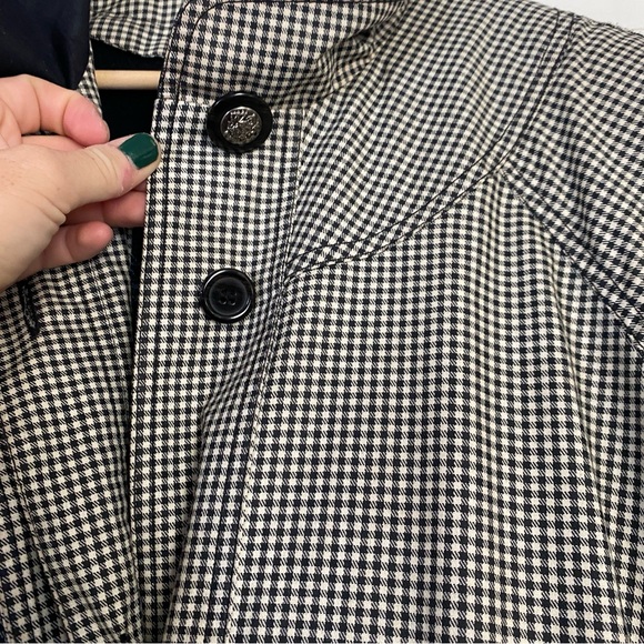 Vintage Fleet Street Black White Gingham Trench Coat - Picture 4 of 7
